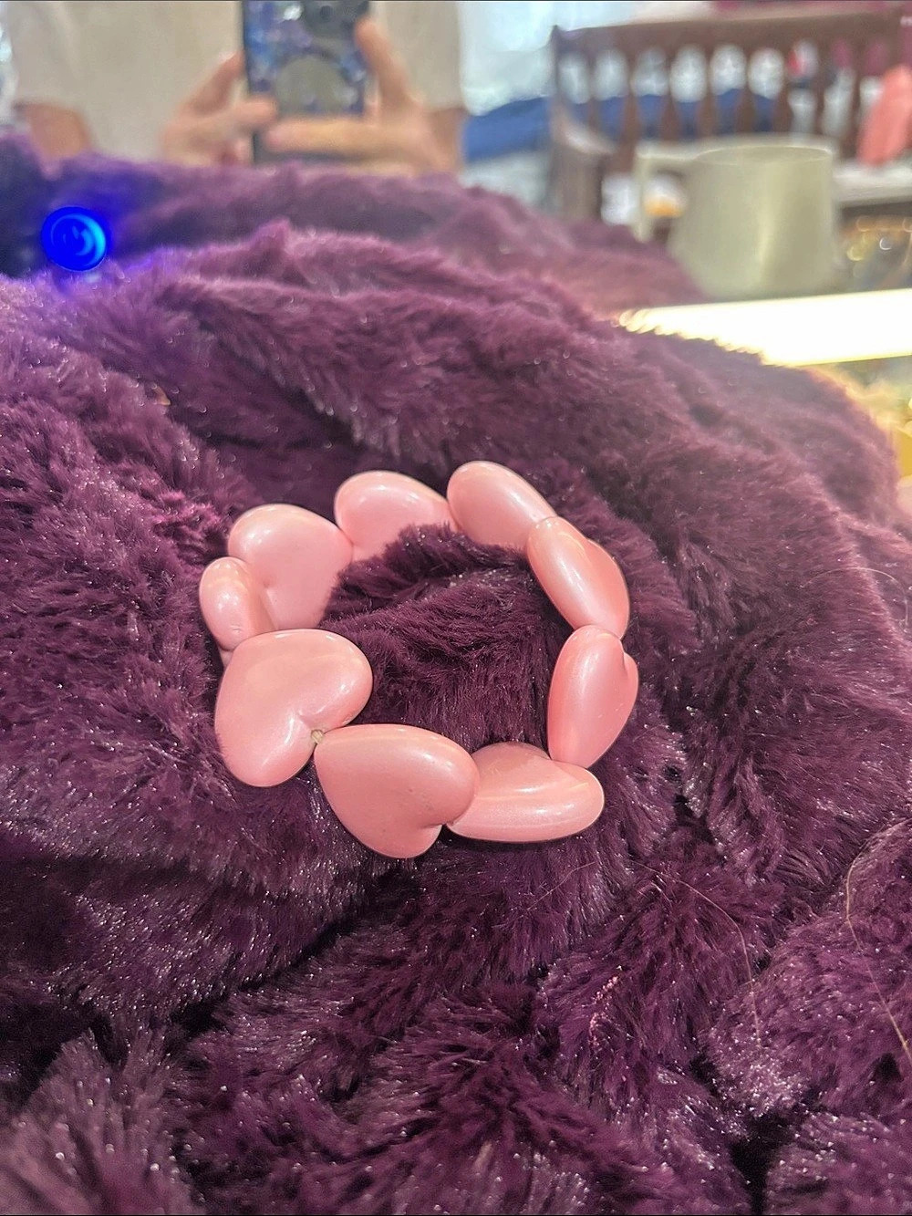 Pink Heart Bead Stretch Bracelet Like New